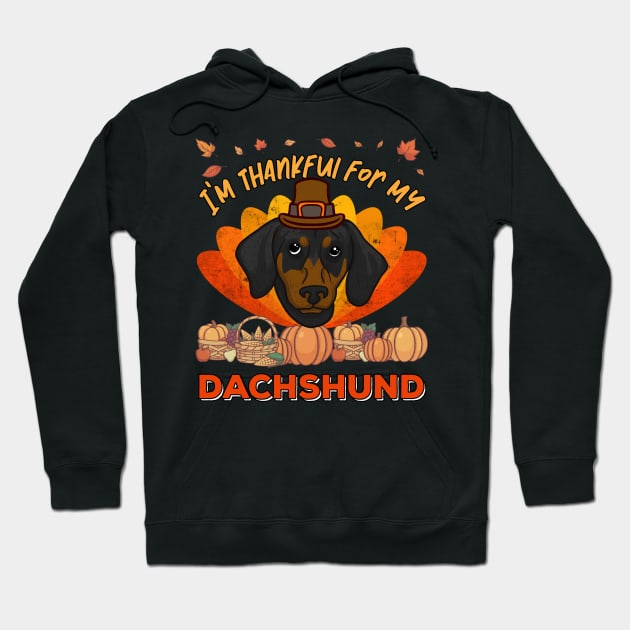 Thankful for my Dachshund Dog Cute Thanksgiving Hoodie by MGO Design